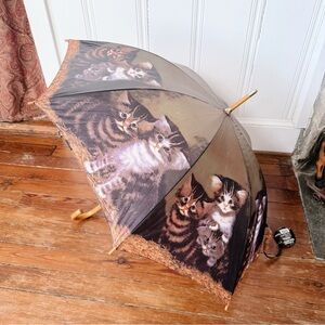 Vintage 1995 Four Kittens Art Umbrella